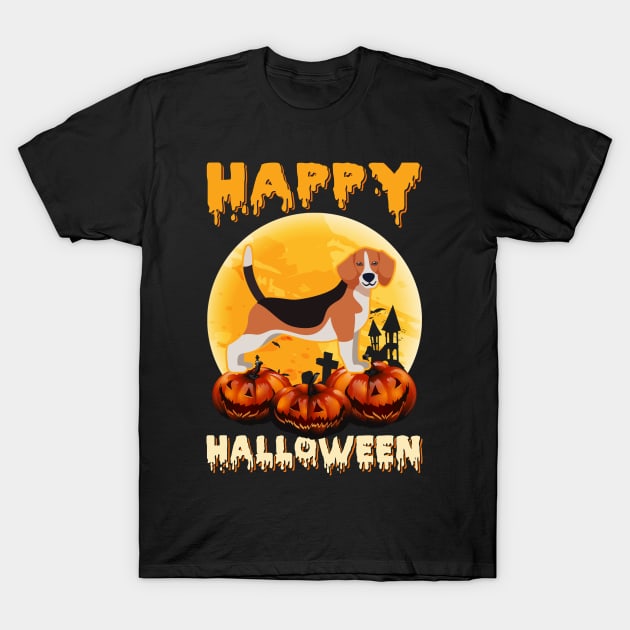 Beagle Halloween Scary Pumpkin Moon Costume T-Shirt by foxmqpo